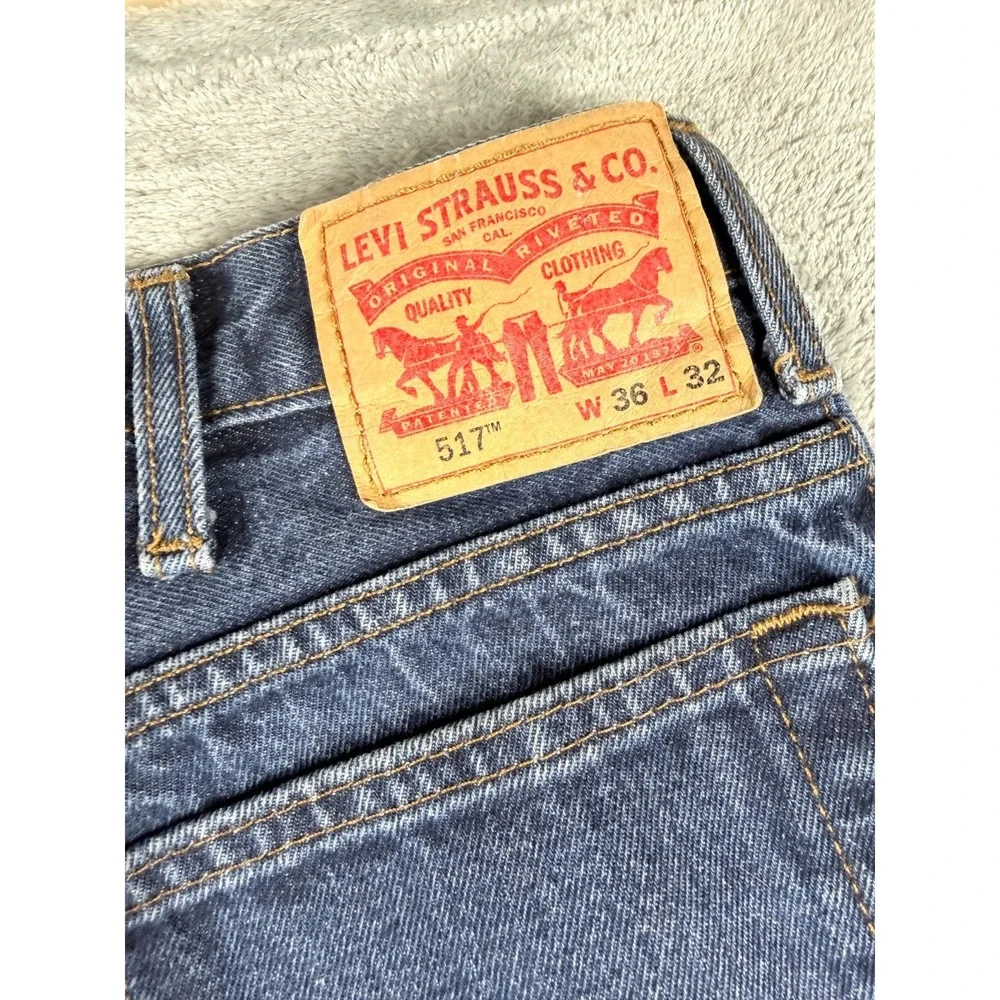 Vtg Levis 517 Boot Cut Jeans Mens 36x32 Blue Denim Red Tab